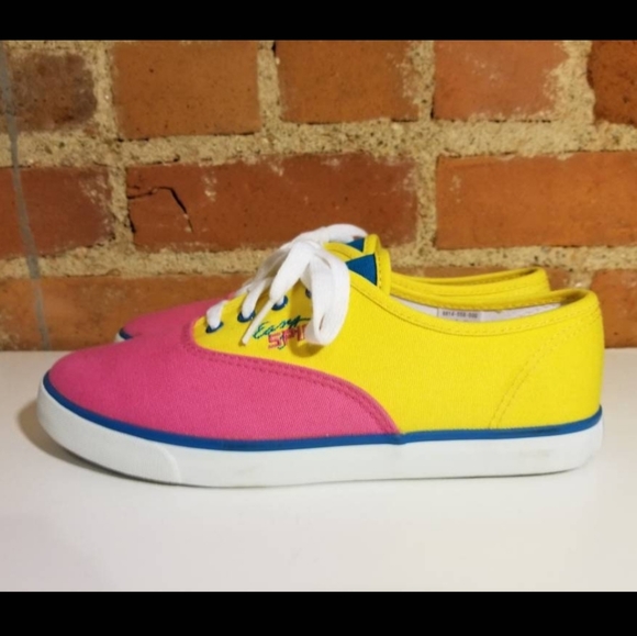 EASY SPIRIT VINTAGE SNEAKERS VTG 90S BRIGHT YELLOW PINK GYM SHOES PREPPY HIPSTER - Picture 2 of 5